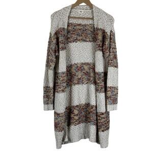 BKE Open Front Cardigan Womens M Multicolor Striped Boho Cozy Indie Lagenlook